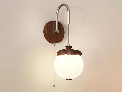 Modern Wooden Base Wall Sconce With Metal Arm And White Spherical Shade 3d model