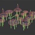 Futuristic Sci Fi Tower Structures With Conical Tops Circular Bases Concentric Patterns And Slender Pillars 3d model