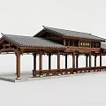 Elegant Traditional Chinese Wooden Pergola With Tile Roof Columns And Benches