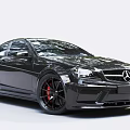 Black Mercedes Benz Sports Car With Red Rims And Sporty Front Face Design