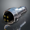 Metal Electrical Connector With Silver Housing Black Interior And Yellow Contacts