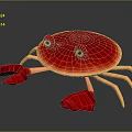Cute Red Cartoon Aquatic Animal Crab With Big Eyes Red Claws And Light Colored Legs