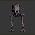 Robotic Character Design of Four Legged Mechanical Walker With Metallic Structure And Detailed Joints