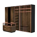 Elegant Modern Wardrobe Design with Glass Doors Metal Frame and Wooden Drawers