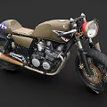 Olive Green Vintage Motorcycle With Shark Mouth Design Classic Seat Engine And Tires