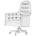 Green Office Chair With Tufted Backrest Armrests And Wooden Base
