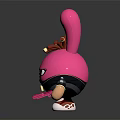 Pink Rabbit Character With Long Ears Braided Hair Holding Object Black Jacket White Shoes