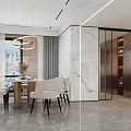 Modern Luxury Living Dining Room Interior With Sofa Coffee Table And City View Window