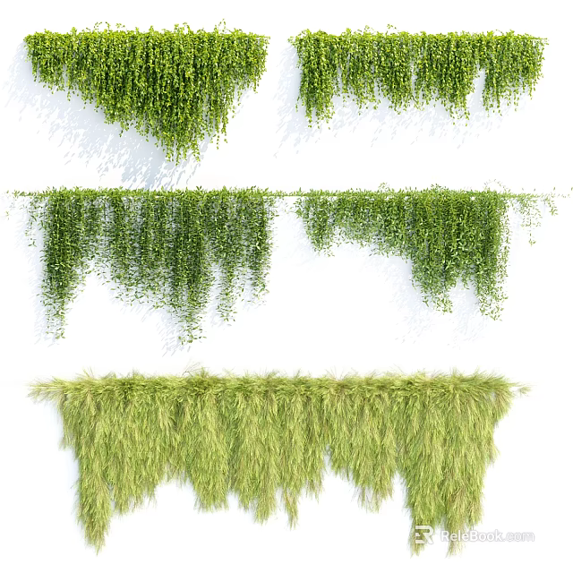 Green Hanging Vines With Different Lengths And Lush Natural Foliage Decor 3d model 