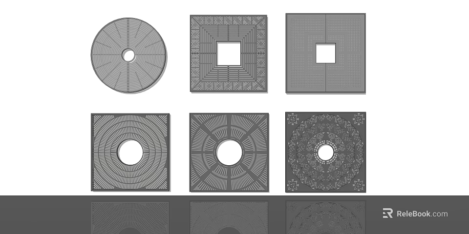 Various Modern Tree Grate Design With Circular Square Shapes And Decorative Patterns 3d model