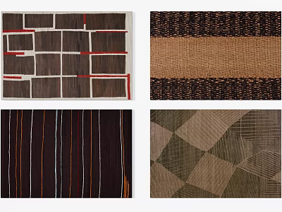 Modern Square Rugs With Various Geometric Patterns And Textured Weave Designs 3d model