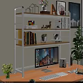 White And Wooden Multi Tier Shelf With Books Colorful Blocks Decor And Potted Plant