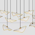 Butterfly Wing Shaped Multiple Pendant Lights Hanging On Gray Background With Soft Light 3d model
