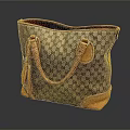 Classic Patterned Tote Bag With Braided Handles Tassel Detail And Leather Trim