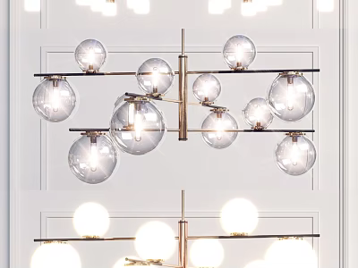 Elegant Modern Chandelier Design Featuring Multiple Glass Balls And Metal Frame Structure 3d model