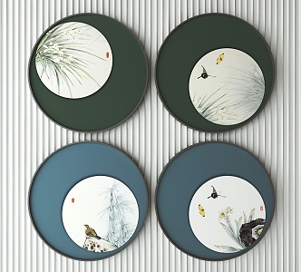 New Chinese Round Frame Painting Decorative Painting 3d model