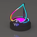 Public Facility VIP Sign With Neon Light Effect Water Drop Shape And Black Base 3d model