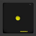 3D Shiny Black Dice With Yellow Dots On Reflective Surface