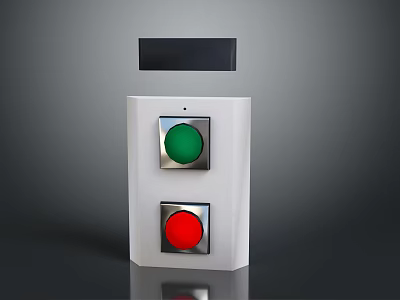 Modern Control Panel With Green Red Buttons And Black Top Display Panel 3d model