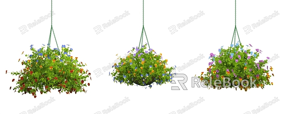 Modern hanging basket potted plant model