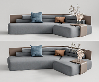 Modern Multiplayer Sofa Shaped Sofa Double Sofa 3d model