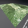 Detailed Mountainous Terrain Model With STRM 30m OpenTopography Data And 80 km Scale