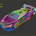 Blue McLaren Racing Car With Renault Logo Aerodynamic Rear Wing And Number 12