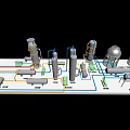 Industrial Equipment 3D Model with Pipes Tanks Reactors and Process Units