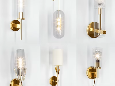 Modern Wall Lamps Featuring Glass Shades And Brass Accents For Home Interior 3d model