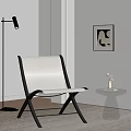 Modern Lounge Chair With Fabric Upholstered Metal Frame And Glass Side Table