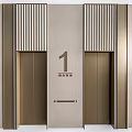 Elegant Elevator Entrance With Floor Number One And Striped Panels 3d model