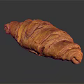 Fresh Golden Croissant With Flaky Layers And Glossy Surface On Gray Background