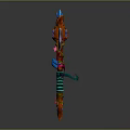 3D Rendered Fantasy Weapon With Ornate Blue Red Vines Flowers And Gems Design