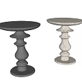 Black and White Side Tables With Round Top And Pedestal Base Design 3d model