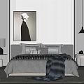 Modern Background Double Bed Double Bed 3d model
