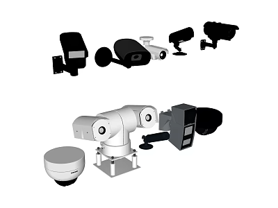 Projection Surveillance Cameras Including Dome Bullet PTZ Wall And Ceiling Mounted Types 3d model