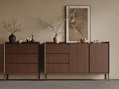 New Chinese Side Cabinet New Chinese Side Cabinet Vase Decorative Painting Songgong Side Cabinet TV Cabinet Side Cabinet 3d model