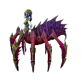 Fantasy Spider Hybrid Creature Humanoid Upper Body With Purple Red Legs Golden Ornate Details