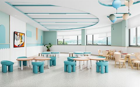 modern classroom 3d model