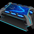 High Tech Commercial Control Console Equipment with Blue LED Lights and Interactive Display Screens 3d model
