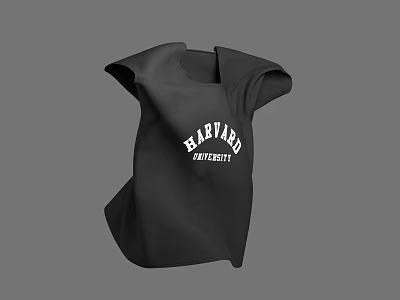 Classic Black Harvard University T shirt with White Printed Logo Design 3d model