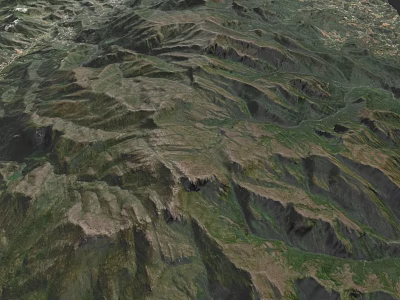 Detailed Microterrain Natural Scenic View With Undulating Hills And Green Vegetation 3d model
