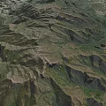 Detailed Microterrain Natural Scenic View With Undulating Hills And Green Vegetation