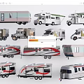 Different Types Of Recreational Vehicles With Various Exterior Designs And Color Patterns