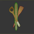 Wooden Kitchen Utensils Set With Spoon Spatula And White Handle Design