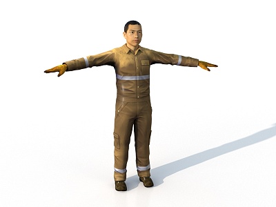 Workers Cleaners Absenteeism Work Clothes Asian Men 3d model