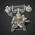Vintage Mechanical Telephone Classic Old Fashioned Daily Electrical Appliance With Metal Parts And Dial Design
