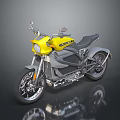 Stunning Modern Yellow Motorcycle With Sleek Body Black Seat And Alloy Wheels