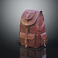 Stylish Vintage Leather Backpack With Multiple Pockets And Metal Buckles Design