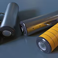 Yellow Commercial Industrial Equipment With Control Panel And Attached Cylindrical Accessory